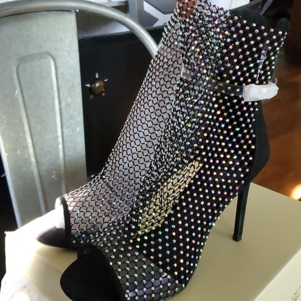 Fishnet Stiletto Sandals - Picture 7 of 13